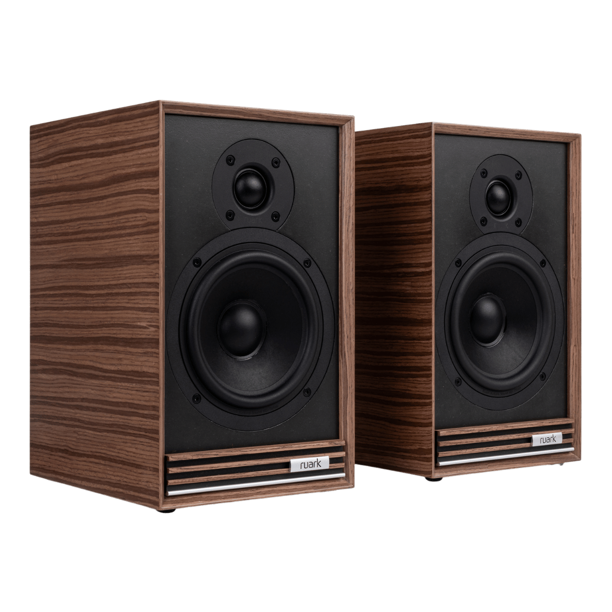 Ruark Sabre R Bookshelf Speakers #colour_Fused walnut veneer cabinet and grille